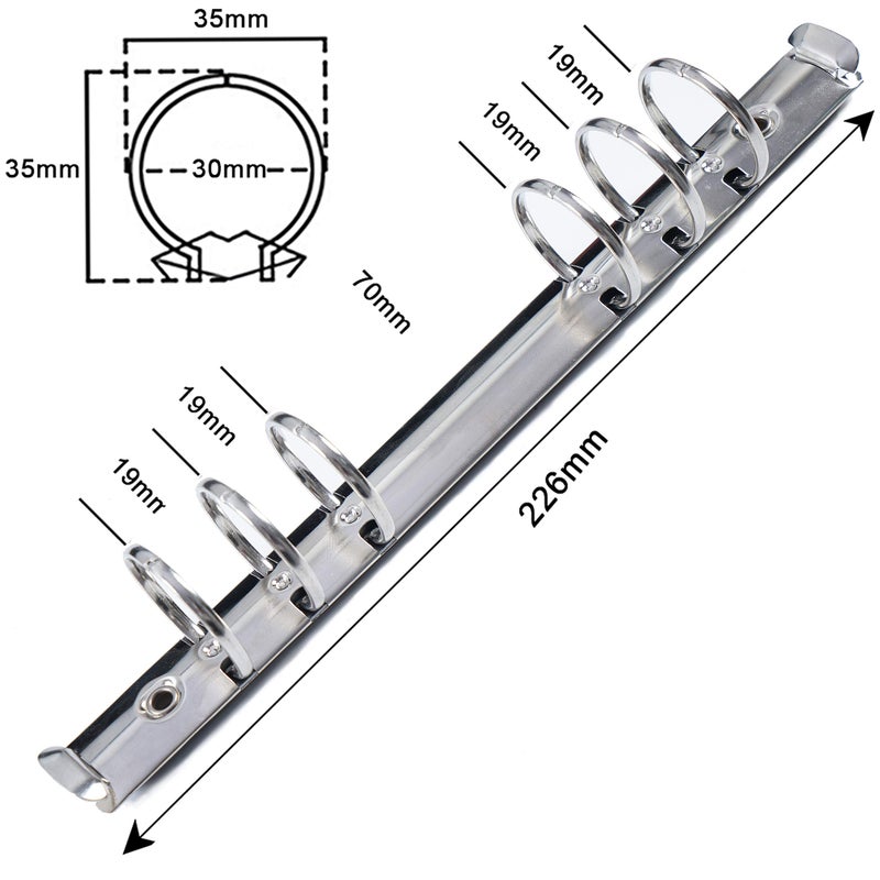 Moterm 2 Pieces 6-Hole Ring Binder Mechanisms Replacement Kit for Binder Planners (A5 Size, Silver Color, 30mm) - Image 2